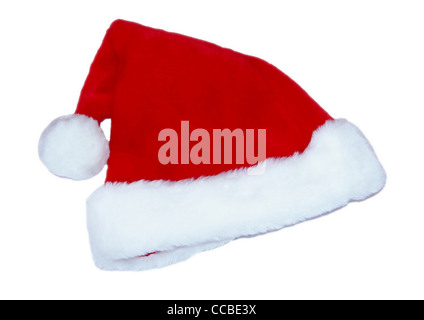 Red and white Santa Clause hat isolated on white background Stock Photo