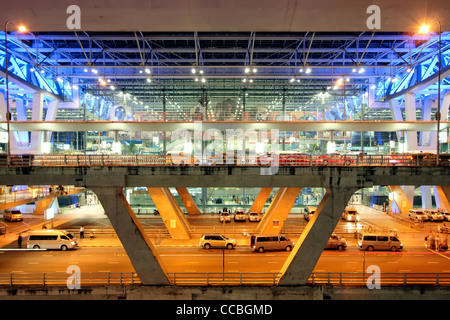 Exterior of Arrival & Departure Floors of Bangkok International Airport Stock Photo