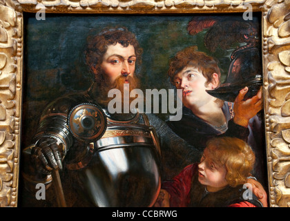Detail: Portrait of a commander, three-quarter-length, being dressed for battle, by Peter Paul Rubens, Stock Photo