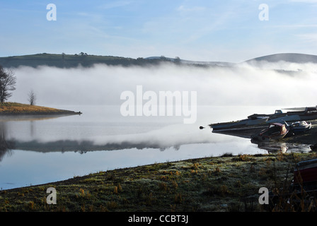 early morning mist on blessington lakes in wicklow ireland Stock Photo