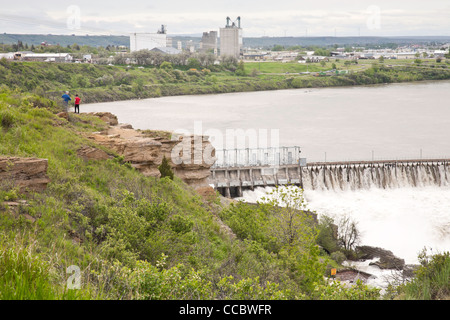 Black Eagle Falls Dam, Missouri River, Great Falls, MT Stock Photo