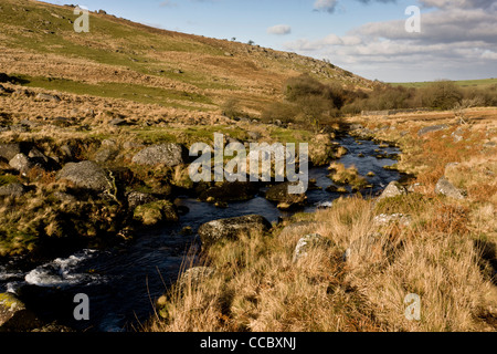 The West Okement River valley, in north-west Dartmoor above Okehampton. Devon Stock Photo