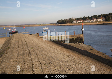 Sea wall flood defence, River Deben, Felixstowe Ferry, Suffolk Stock Photo