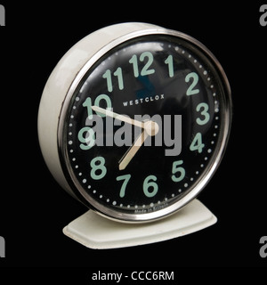 Vintage analogue alarm clock by Westclox (British) Stock Photo