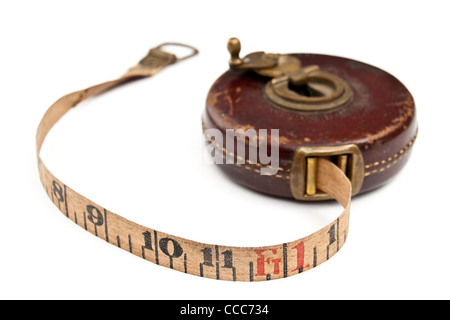 Vintage 33ft tape measure by Chesterman of Sheffield, England Stock Photo