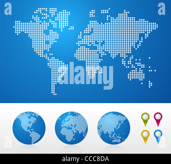 Dot World maps and globes business background. Vector file available. Stock Photo