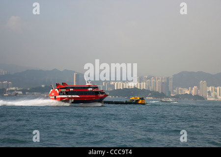 madeira hydrofoil macau ferry crosses belchers bay in victoria harbour hong kong hksar china asia Stock Photo