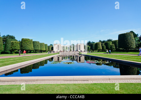 Normandy, France. The reflecting pool and the mall (in the background) at the American military cemetery near Omaha beach. Stock Photo