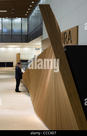 Office Entrance Lobby To Watermark Place, Occupied By Nomura. Architecture By Fletcher Priest And Lighting Design By Waterman Stock Photo