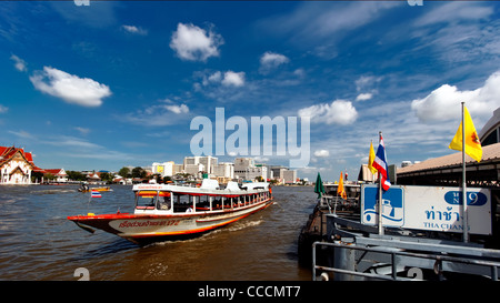 Chao Phraya Express Boat | Tha Chang | Bangkok Stock Photo