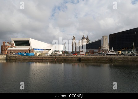 Museum of Liverpool, 3XN, 2011, Exterior view across docks Stock Photo