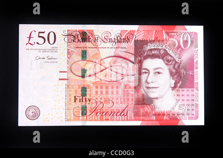 The front of a fifty pound English bank note. Stock Photo