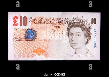The front of a ten pound English bank note. Stock Photo
