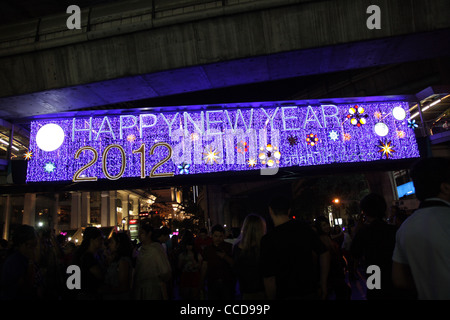 New year festival 2012 , decoration on street in Bangkok Stock Photo