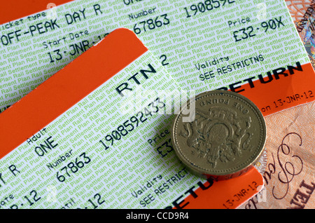 Train tickets andmoney Stock Photo