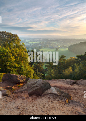Vertical Photograph Looking North-East across Cheshire from Alderley Edge Stock Photo