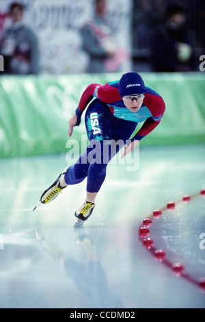 Bonnie Blair USA competing at the 1994 Olympic Winter Games, Lillehammer, Norway. Stock Photo