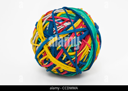 Detail photo of a colored rubber ball, consisting of a lot of rubber bands Stock Photo