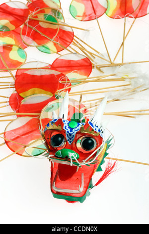 Asian dragon kite, artfully paper kite with a dragon head. Stock Photo