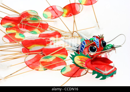 Asian dragon kite, artfully paper kite with a dragon head. Stock Photo