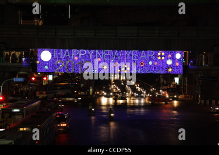 New year festival 2012 , decoration on street in Bangkok Stock Photo
