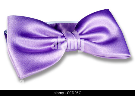 Close-up of purple bow-tie isolated on white background Stock Photo