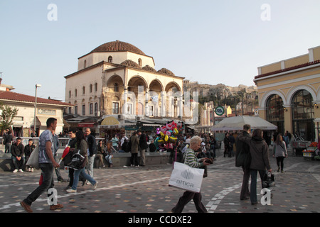 Museum of Greek Folk Art, hosted in the 'Tzami Tzistaraki' (mosque), Monastiraki Square, Athens, Attica, Greece Stock Photo