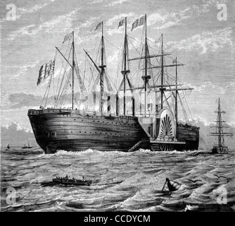 SS Great Eastern Ocean Liner, Paddle Steamer, Steamship or Ship. Vintage Illustration or Engraving Stock Photo