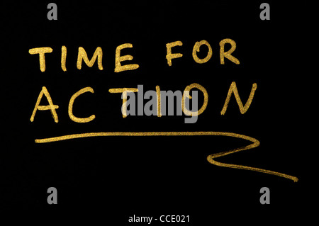 Time for action conception text over black Stock Photo - Alamy
