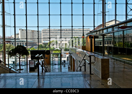 The University of Provence Aix-Marseille I from the glass facade of the Gare Saint Charles Railway Train Station, Marseille Stock Photo