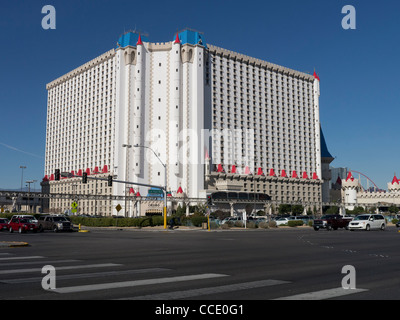 The giant Excalibur hotel and casino resort at the south end of Las Vegas boulevard was one of the first themed hotels in Vegas Stock Photo