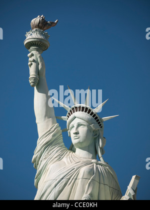 A replica of the original Statue of Liberty and stands outside the New York  New York Hotel in Las Vegas The statue is 15…