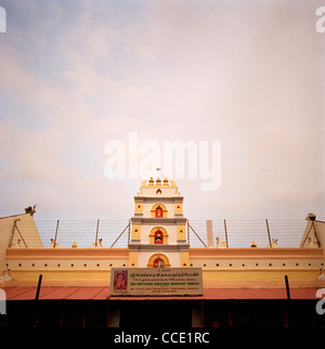 Gopuram entrance tower of the Hindu Sri Poyyatha Vinayagar Moorthi Temple building in Malacca Melaka in Malaysia in Far East Southeast Asia. Travel Stock Photo