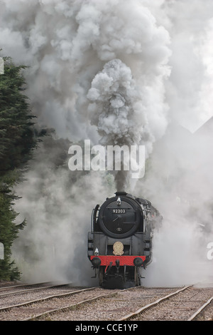 B.R. Standard class '9F' 2-10-0, No. 92203, 'Black Prince' at work at In 2008, pulling 1800t aggregate train. Stock Photo