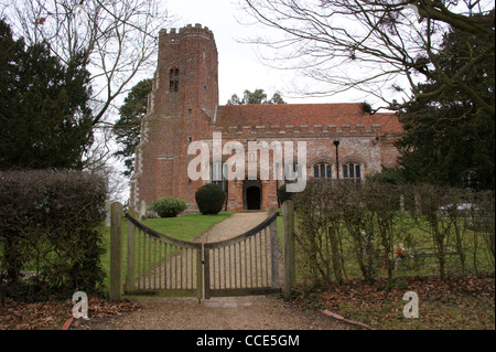 Tudor brick-built church of St. Mary the Virgin, Layer Marney, Tiptree, Essex, England Stock Photo