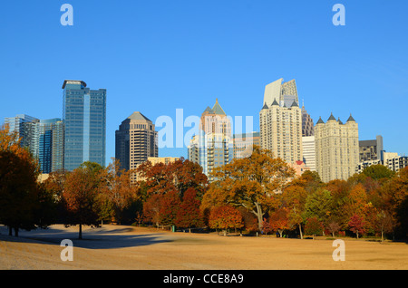 Midtown Atlanta, Georgia viewed from Piedmont Park in the autumn. Stock Photo