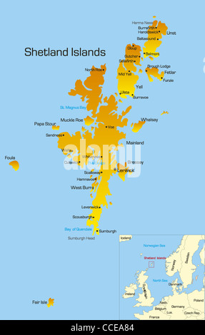 Vector color map of Shetland Islands  Stock Photo