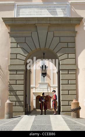 Castel Gandolfo Vatican building door with Papal Swiss Guards Stock Photo