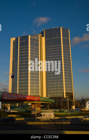 Traffic on 5 Kvetna street in front of Corinthia Towers hotel Nusle district Prague Czech Republic Europe Stock Photo