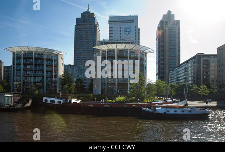 Rembrandt tower, Breitner tower, Mondriaan tower, Headquarters Philips at Amstelriver, Amsterdam Stock Photo