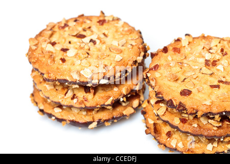 chocolate chip cookies with peanuts, isolated on white Stock Photo