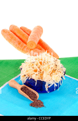 sauerkraut and carrot isolated on white background Stock Photo
