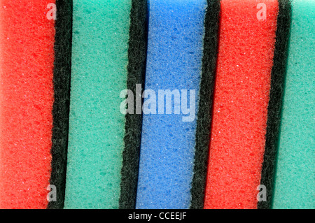 Cleaning Sponges .Red,Green,Blue. Stock Photo