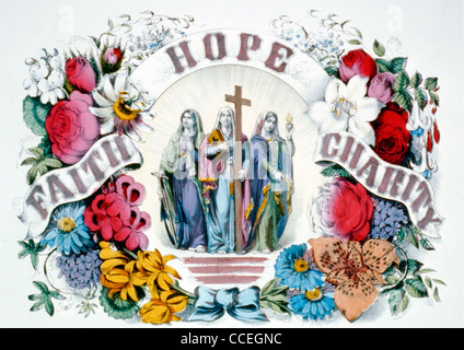 Faith Hope Charity Poster circa 1874 Stock Photo