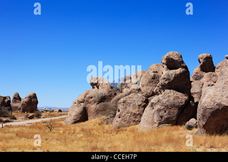 Eroded rock formations at City of Rocks State Park in New Mexico, USA. Stock Photo