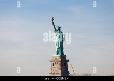 The Statue of Liberty as seen from the Staten Island ferry. Stock Photo