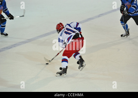 Action as Russia take on Finland in the final of the first Youth Winter Olympic Games in Innsbruck, Austria for the GOLD medal Stock Photo