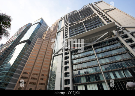 hsbc hq standard chartered bank building and henley building skyscrapers buildings central hong kong hksar china asia Stock Photo