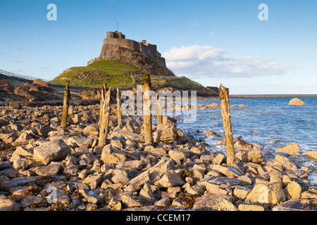 Lindisfarne Castle on Lindisfarne or Holy Island, just off the coast of Northumberland, England. Stock Photo