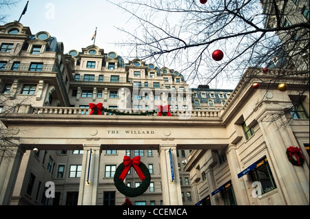 The Willard Hotel in Washington DC with Christmas decorations. Stock Photo